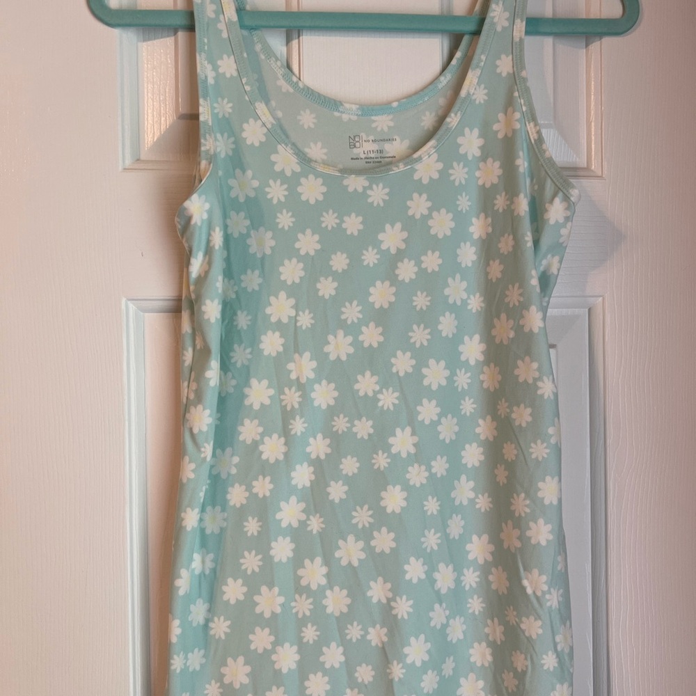 Floral Tank Top in Blue and White